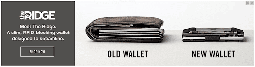 Ridge wallet display ad