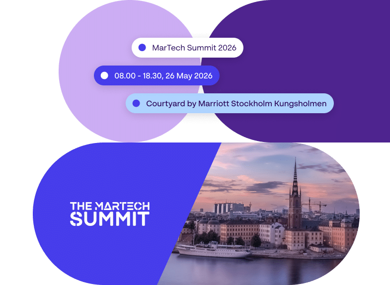 Grafik mit Veranstaltungsinformationen zum Martech Summit Stockholm