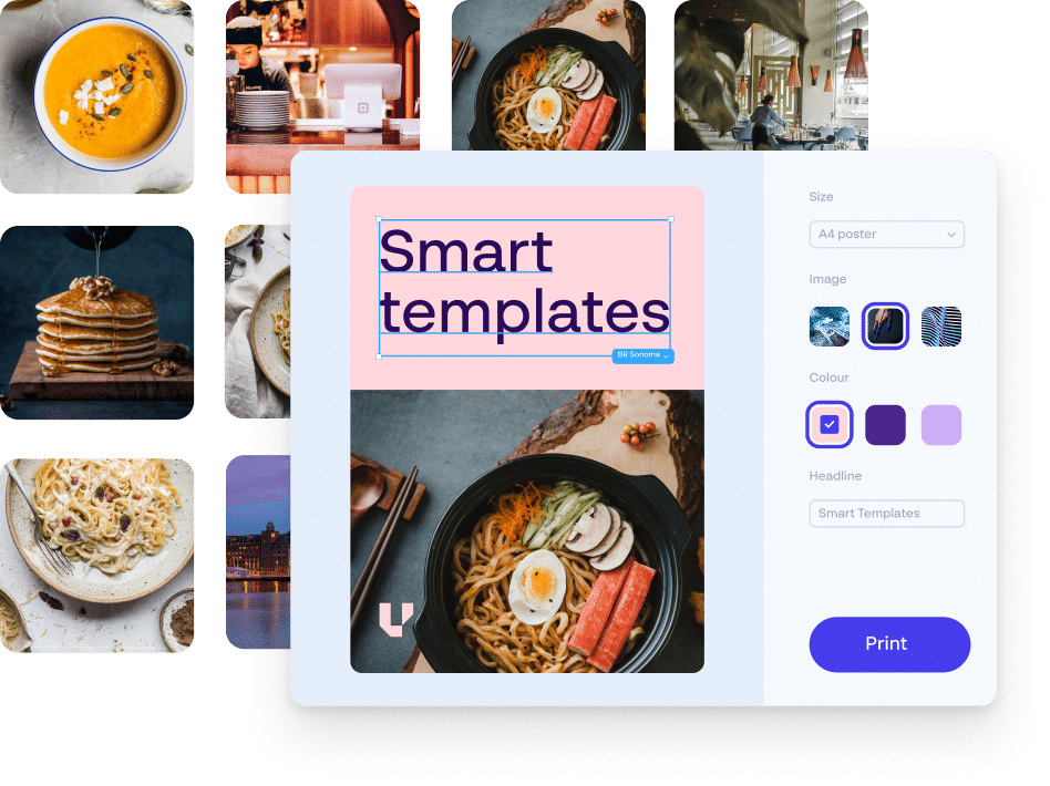 Smart templates helping local teams create consistent franchise marketing materials with approved brand assets.